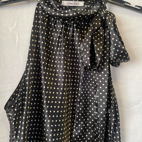 EUC Sans Souci Women's Black & White Polka Dot Blouse size Medium - Picture 2 of 6